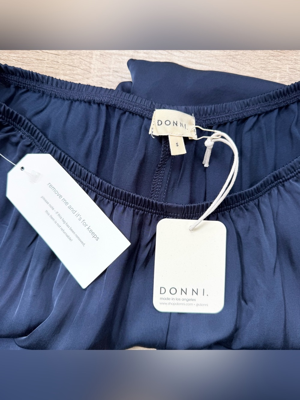 NWT DONNI The Silky Simple Pants Navy Blue Size Small - Picture 5 of 15
